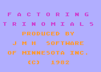 Factoring Trinomials atari screenshot