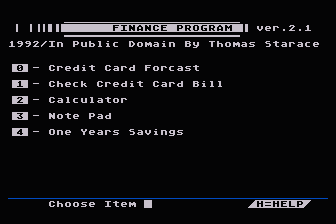 Finance Program atari screenshot