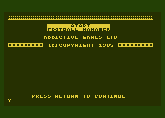 Football Manager atari screenshot