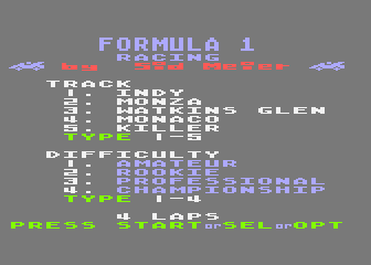 Formula 1 Racing atari screenshot