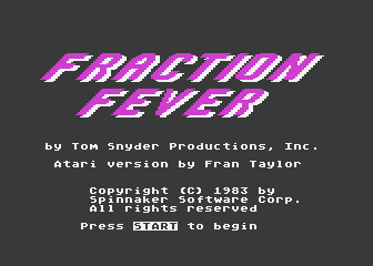 Fraction Fever atari screenshot