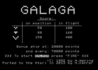 Galaga atari screenshot