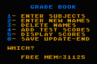 Grade Book atari screenshot
