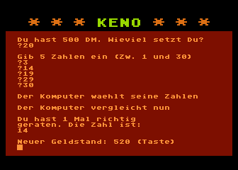 Keno-Spiel