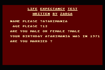 Life Expectancy Test