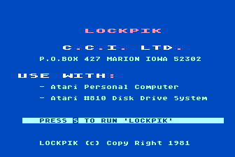 LockPik atari screenshot