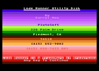Lode Runner Utility Disk atari screenshot