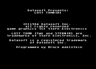 Lost Tomb atari screenshot