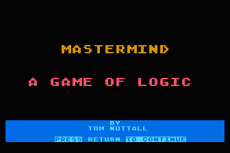 Mastermind - A Game of Logic atari screenshot