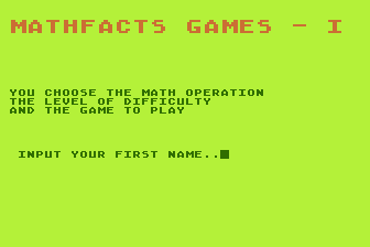 Math Facts Games I atari screenshot
