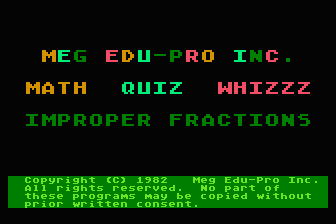 Math Quiz Whizzz - Improper Fractions atari screenshot