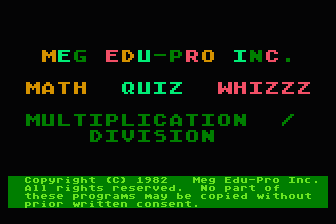 Math Quiz Whizzz - Multiplication and Division atari screenshot