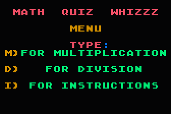 Math Quiz Whizzz - Multiplication and Division atari screenshot
