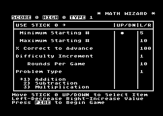 Math Wizard atari screenshot