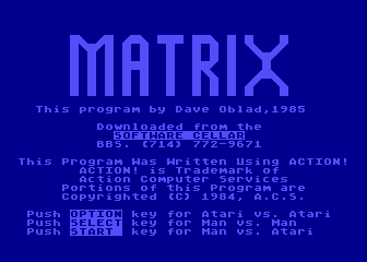 Matrix atari screenshot