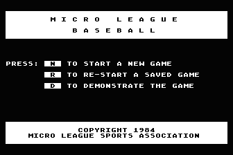 Micro League Baseball atari screenshot