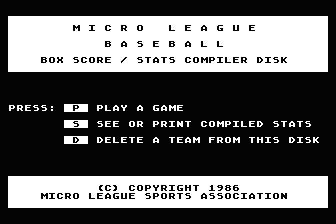 Micro League Baseball - Box Score / Stats Compiler Disk atari screenshot