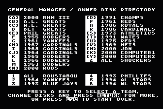 Micro League Baseball - General Manager / Owner's Disk atari screenshot