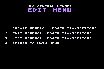 MMG General Ledger atari screenshot