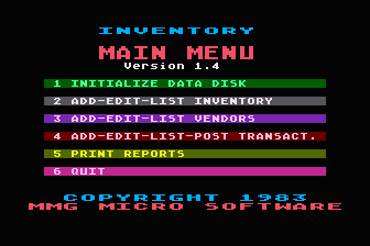MMG Inventory atari screenshot