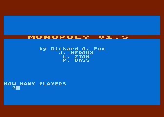 Monopoly V1.5 atari screenshot