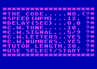 Morse Tutor Program atari screenshot