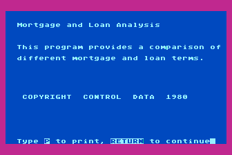 Mortgage and Loan Analysis atari screenshot