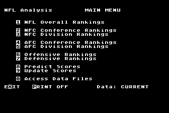 NFL Analysis - 1987 Edition atari screenshot