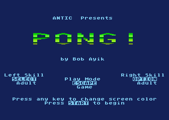 Perfected Pong atari screenshot