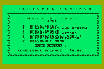 Personal Finance atari screenshot