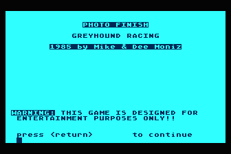 Photo Finish Greyhound Racing atari screenshot
