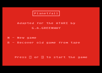 Planetfall atari screenshot