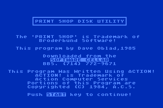 Print Shop Disk Utility atari screenshot