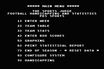 Pro Football Handicapping / Statistics System atari screenshot