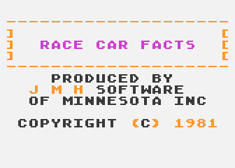 Race Car Facts atari screenshot