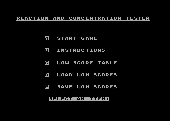 Reaction and Concentration Tester atari screenshot