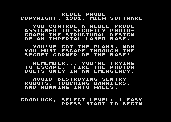 Rebel Probe atari screenshot