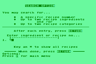 Recipe Search'n Save atari screenshot