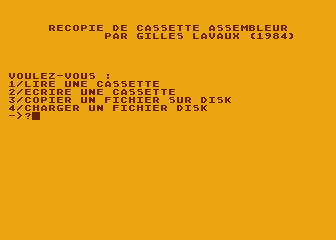 Recopie de Cassette Assembleur atari screenshot