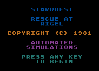 Starquest - Rescue at Rigel atari screenshot