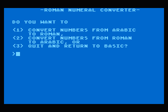 Roman Numeral Converter atari screenshot