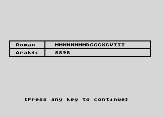 Roman Numeral Translator atari screenshot