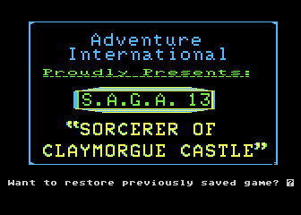 SAGA No. 13 - The Sorcerer of Claymorgue Castle atari screenshot
