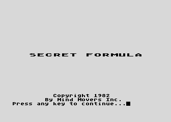 Secret Formula - Advanced atari screenshot