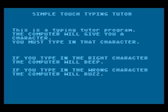 Simple Touch Typing Tutor atari screenshot