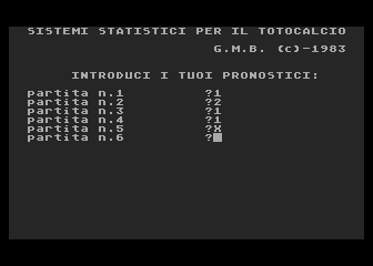 Sistemi Statistici per il Totocalcio atari screenshot