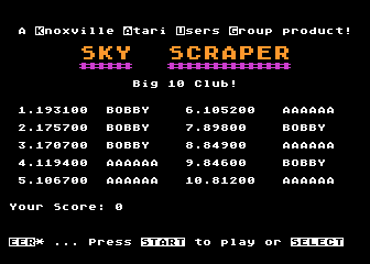 Sky Scraper atari screenshot