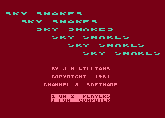 Sky Snakes atari screenshot