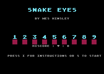 Snake Eyes atari screenshot