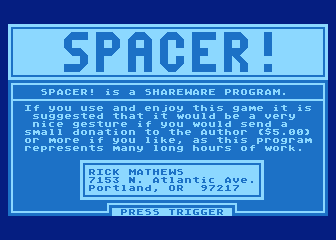 SPACER! atari screenshot